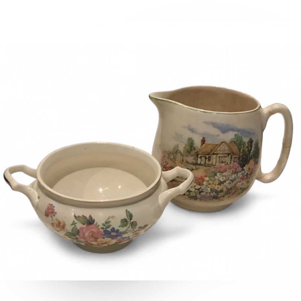 Vintage English Cream and Sugar
